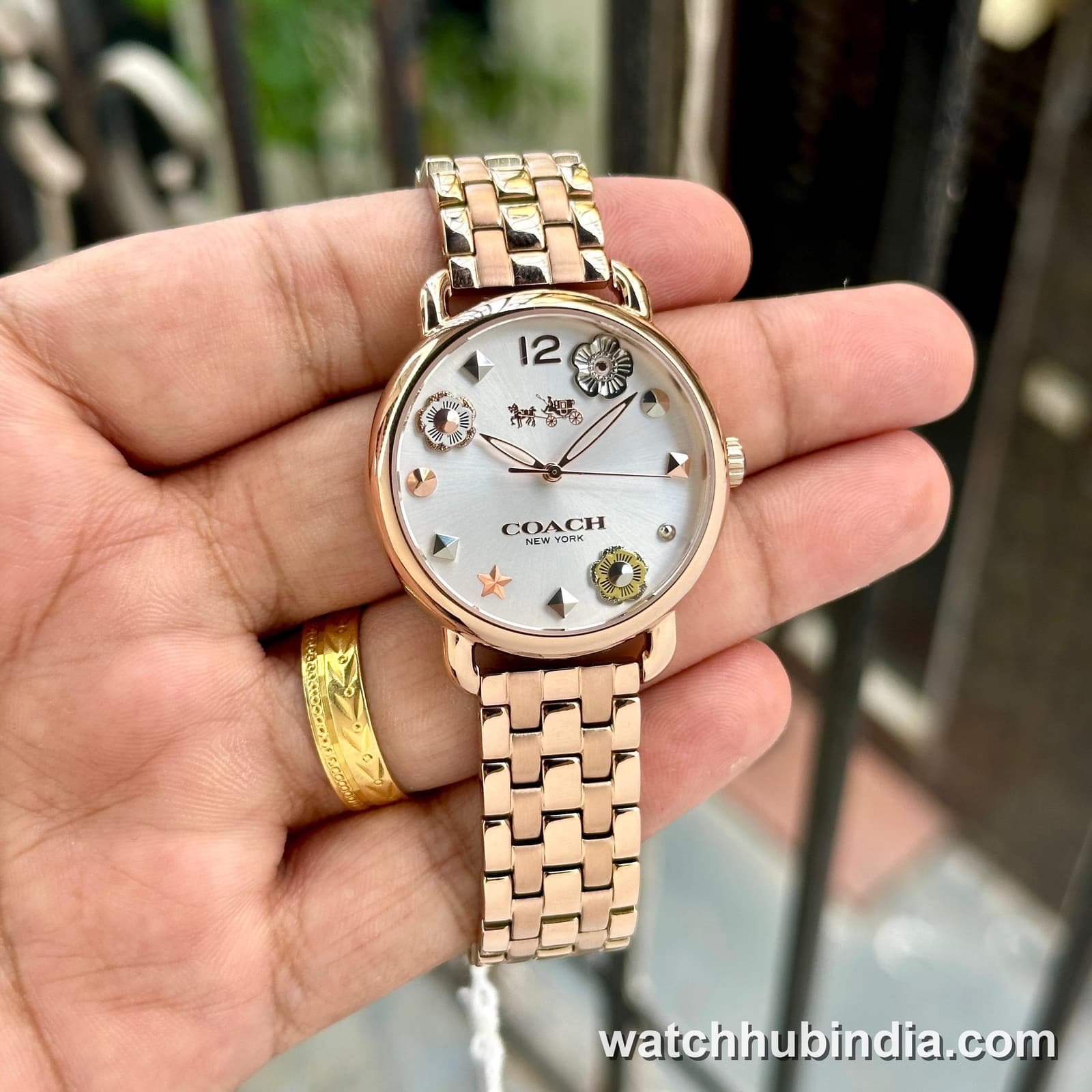 Coach Delancey Women's Watch Floral Charm Dial