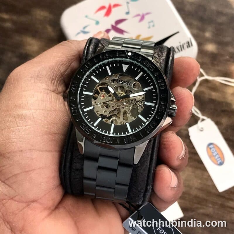 Fossil Grant Black Skeleton Dial