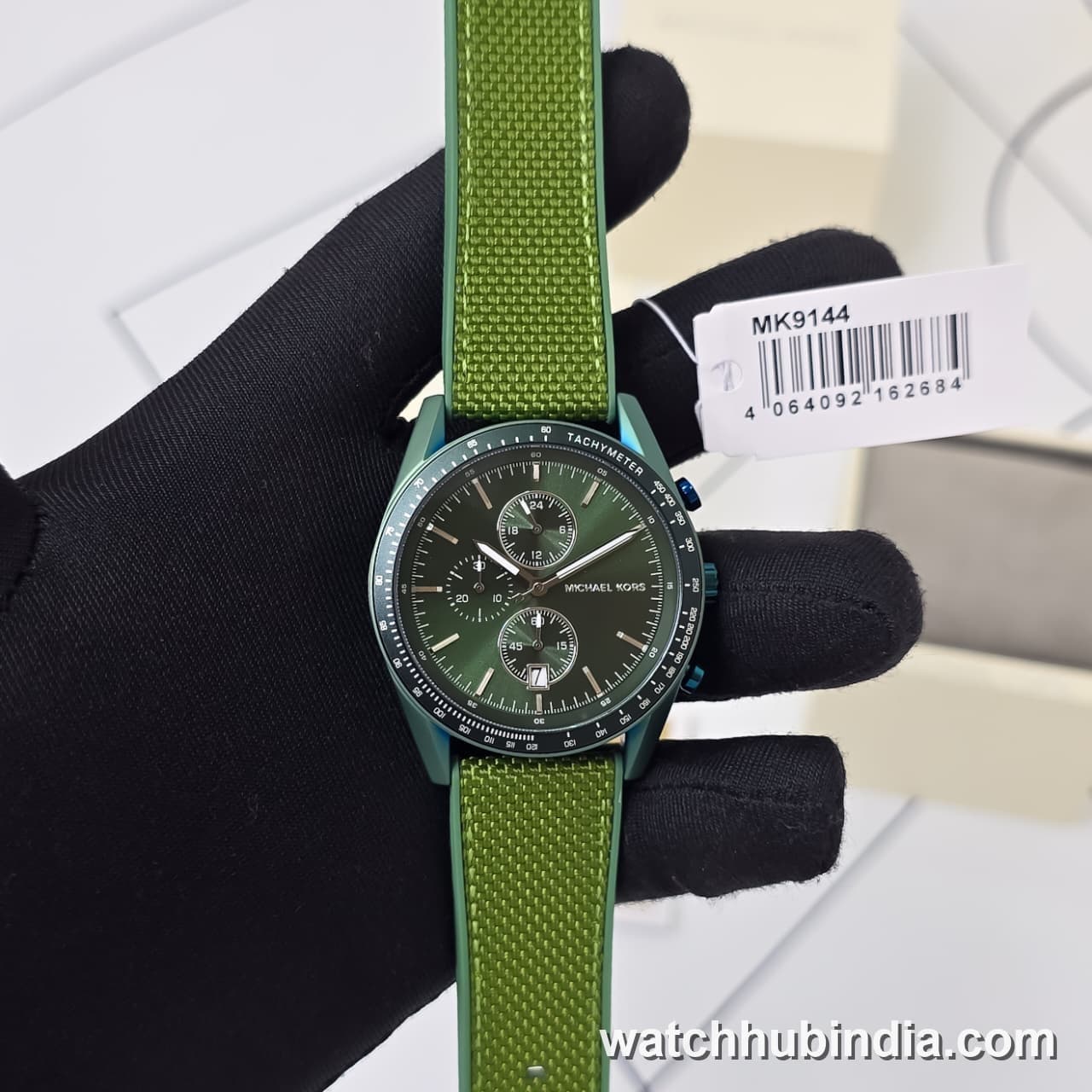 Michael Kors Chronograph Green and Blue Dial Strap Watch