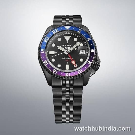 Seiko 5 Sports GMT Black Purple Bezel Automatic